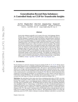 Generalization Beyond Data Imbalance: A Controlled Study on CLIP for
  Transferable Insights