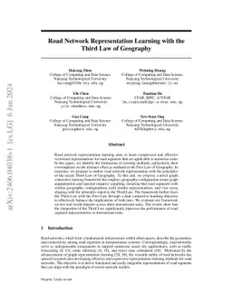 Road Network Representation Learning with the Third Law of Geography