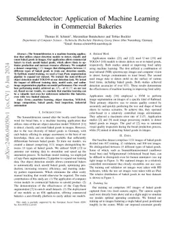 Semmeldetector: Application of Machine Learning in Commercial Bakeries