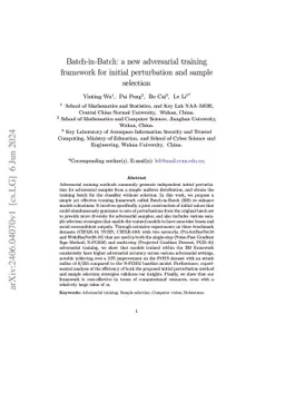 Batch-in-Batch: a new adversarial training framework for initial
  perturbation and sample selection