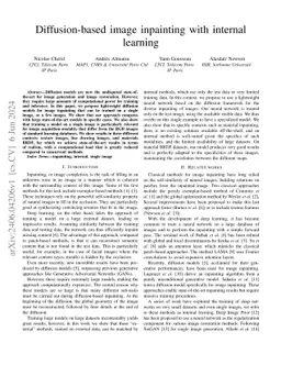 Diffusion-based image inpainting with internal learning