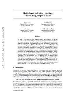 Multi-Agent Imitation Learning: Value is Easy, Regret is Hard