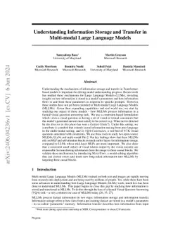 Understanding Information Storage and Transfer in Multi-modal Large
  Language Models