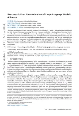 Benchmark Data Contamination of Large Language Models: A Survey