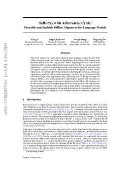 Self-Play with Adversarial Critic: Provable and Scalable Offline
  Alignment for Language Models