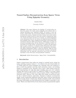 Neural Surface Reconstruction from Sparse Views Using Epipolar Geometry