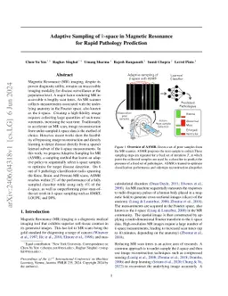 Adaptive Sampling of k-Space in Magnetic Resonance for Rapid Pathology
  Prediction