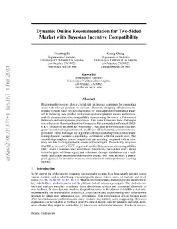 Dynamic Online Recommendation for Two-Sided Market with Bayesian
  Incentive Compatibility
