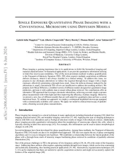 Single Exposure Quantitative Phase Imaging with a Conventional
  Microscope using Diffusion Models