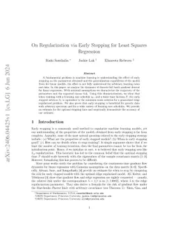 On Regularization via Early Stopping for Least Squares Regression