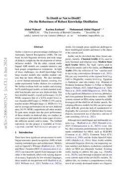 To Distill or Not to Distill? On the Robustness of Robust Knowledge
  Distillation