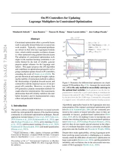 On PI Controllers for Updating Lagrange Multipliers in Constrained
  Optimization