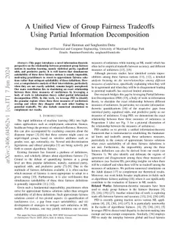 A Unified View of Group Fairness Tradeoffs Using Partial Information
  Decomposition