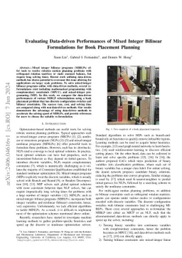 Evaluating Data-driven Performances of Mixed Integer Bilinear
  Formulations for Book Placement Planning