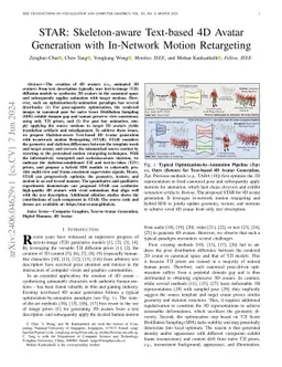 STAR: Skeleton-aware Text-based 4D Avatar Generation with In-Network
  Motion Retargeting