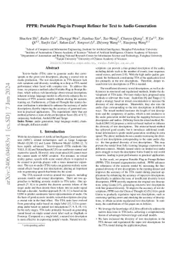 PPPR: Portable Plug-in Prompt Refiner for Text to Audio Generation