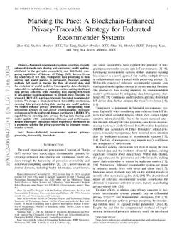 Marking the Pace: A Blockchain-Enhanced Privacy-Traceable Strategy for
  Federated Recommender Systems