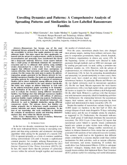 Unveiling Dynamics and Patterns: A Comprehensive Analysis of Spreading
  Patterns and Similarities in Low-Labelled Ransomware Families