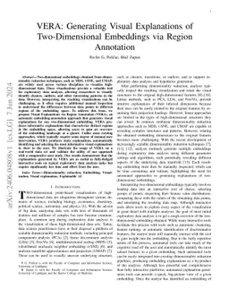 VERA: Generating Visual Explanations of Two-Dimensional Embeddings via
  Region Annotation