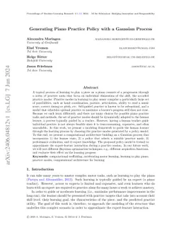 Generating Piano Practice Policy with a Gaussian Process