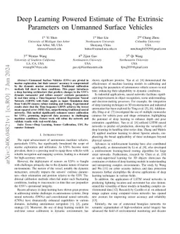 Deep Learning Powered Estimate of The Extrinsic Parameters on Unmanned
  Surface Vehicles