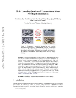 SLR: Learning Quadruped Locomotion without Privileged Information