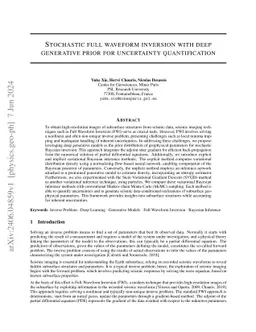 Stochastic full waveform inversion with deep generative prior for
  uncertainty quantification