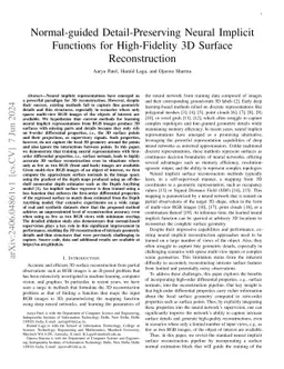 Normal-guided Detail-Preserving Neural Implicit Function for High-Fidelity 3D Surface Reconstruction