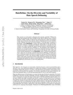HateDebias: On the Diversity and Variability of Hate Speech Debiasing