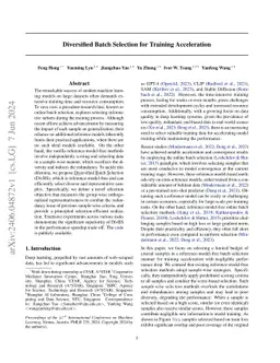 Diversified Batch Selection for Training Acceleration