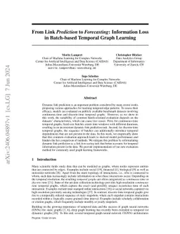 From Link Prediction to Forecasting: Addressing Challenges in Batch-based Temporal Graph Learning