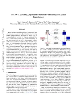 MA-AVT: Modality Alignment for Parameter-Efficient Audio-Visual
  Transformers