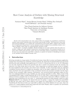 Root Cause Analysis of Outliers with Missing Structural Knowledge