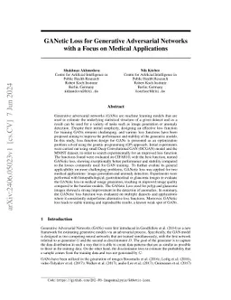 GANetic Loss for Generative Adversarial Networks with a Focus on Medical
  Applications