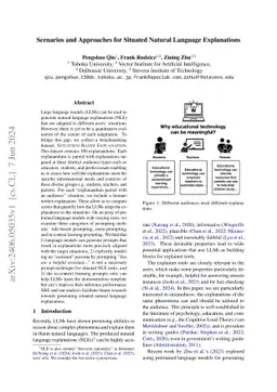 Scenarios and Approaches for Situated Natural Language Explanations
