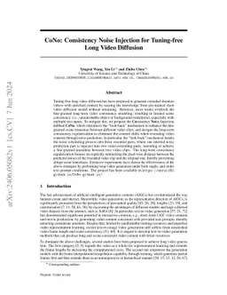 CoNo: Consistency Noise Injection for Tuning-free Long Video Diffusion