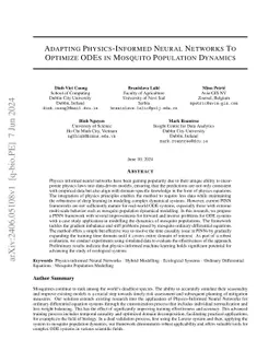 Adapting Physics-Informed Neural Networks to Improve ODE Optimization in Mosquito Population Dynamics