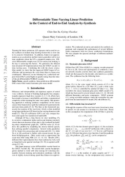 Differentiable Time-Varying Linear Prediction in the Context of
  End-to-End Analysis-by-Synthesis