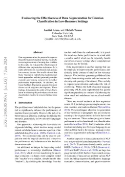 Evaluating the Effectiveness of Data Augmentation for Emotion
  Classification in Low-Resource Settings