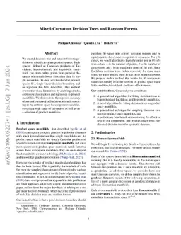 Mixed-Curvature Decision Trees and Random Forests