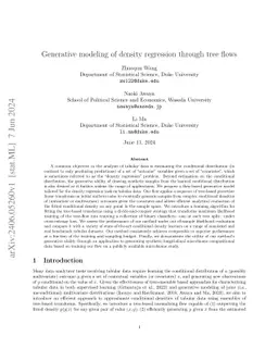 Generative modeling of density regression through tree flows