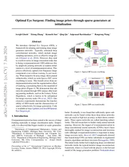 Optimal Eye Surgeon: Finding Image Priors through Sparse Generators at
  Initialization