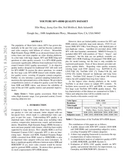 YouTube SFV+HDR Quality Dataset
