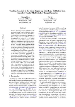 Teaching-Assistant-in-the-Loop: Improving Knowledge Distillation from
  Imperfect Teacher Models in Low-Budget Scenarios