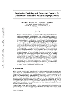 Regularized Training with Generated Datasets for Name-Only Transfer of
  Vision-Language Models