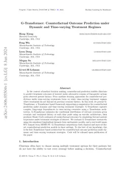 G-Transformer: Counterfactual Outcome Prediction under Dynamic and
  Time-varying Treatment Regimes