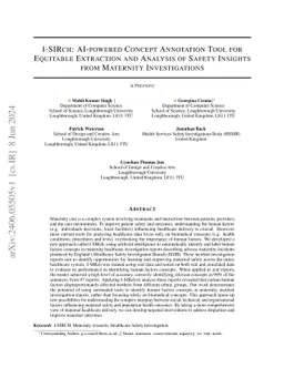 I-SIRch: AI-Powered Concept Annotation Tool For Equitable Extraction And
  Analysis Of Safety Insights From Maternity Investigations