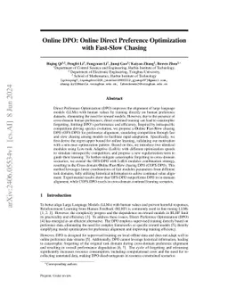 Online DPO: Online Direct Preference Optimization with Fast-Slow Chasing
