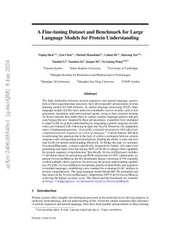 A Fine-tuning Dataset and Benchmark for Large Language Models for
  Protein Understanding