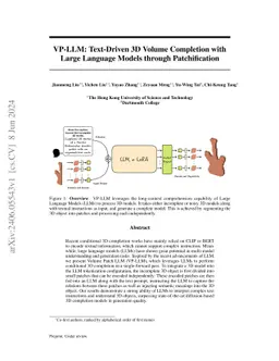 VP-LLM: Text-Driven 3D Volume Completion with Large Language Models
  through Patchification